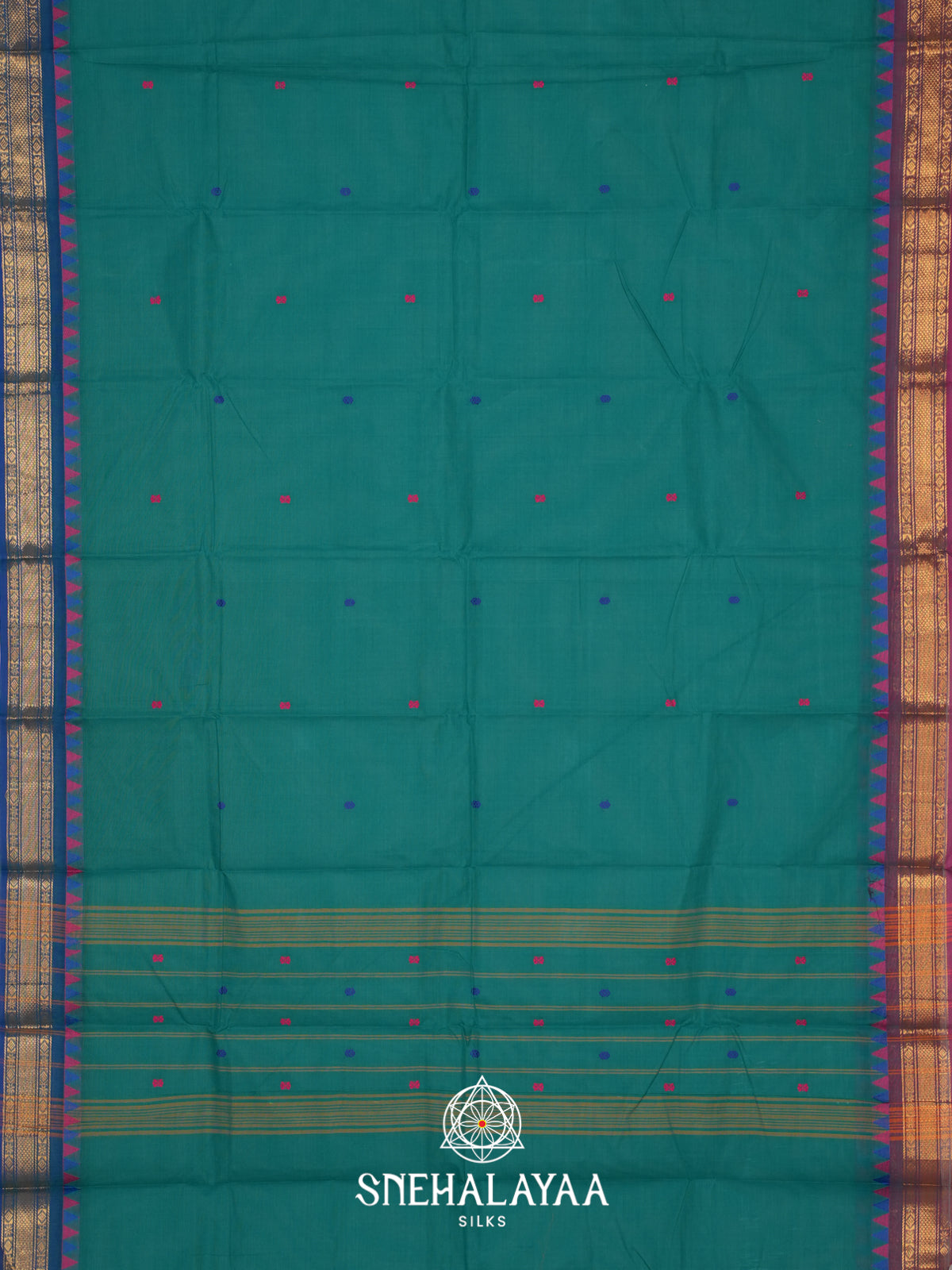 Peacock Blue Chettinad Cotton Saree