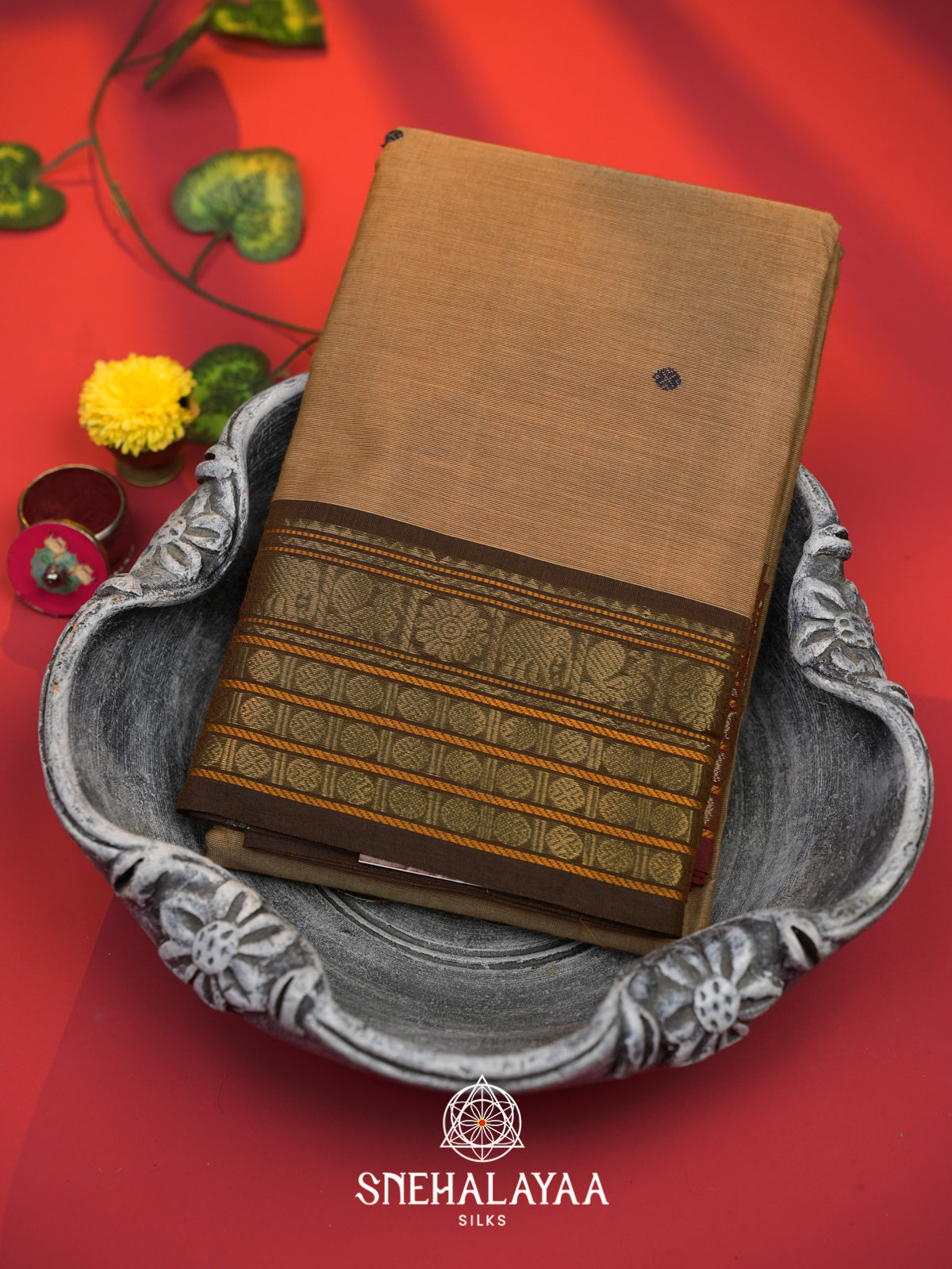 Brown Chettinad Cotton Saree
