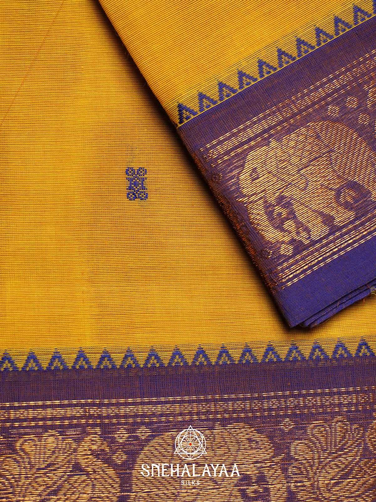 Mustard Yellow Chettinad Cotton Saree