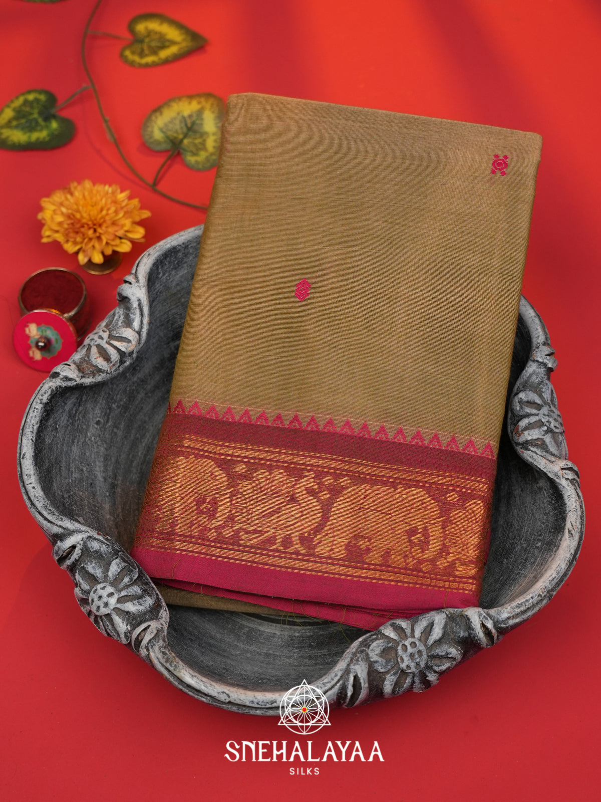 Brown Chettinad Cotton Saree