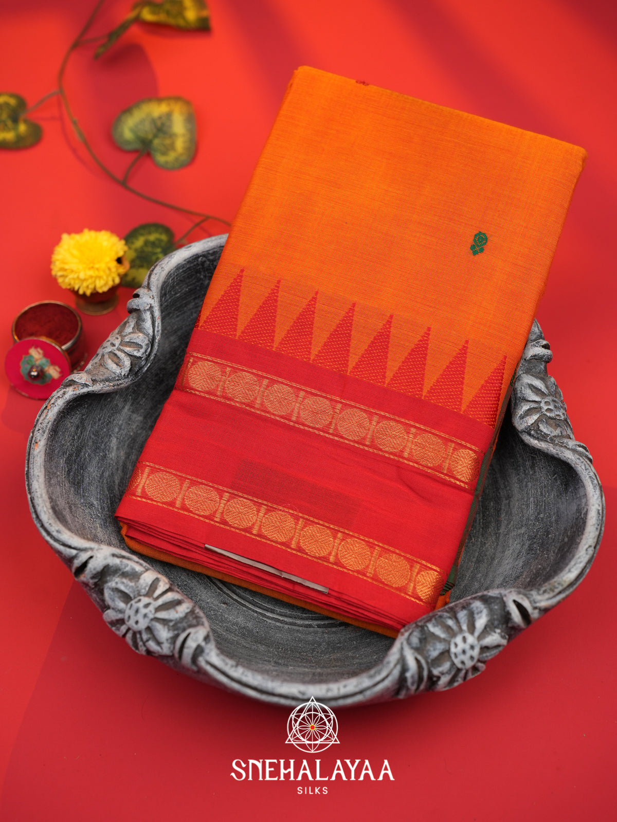 Burnt Orange  Chettinad Cotton Saree