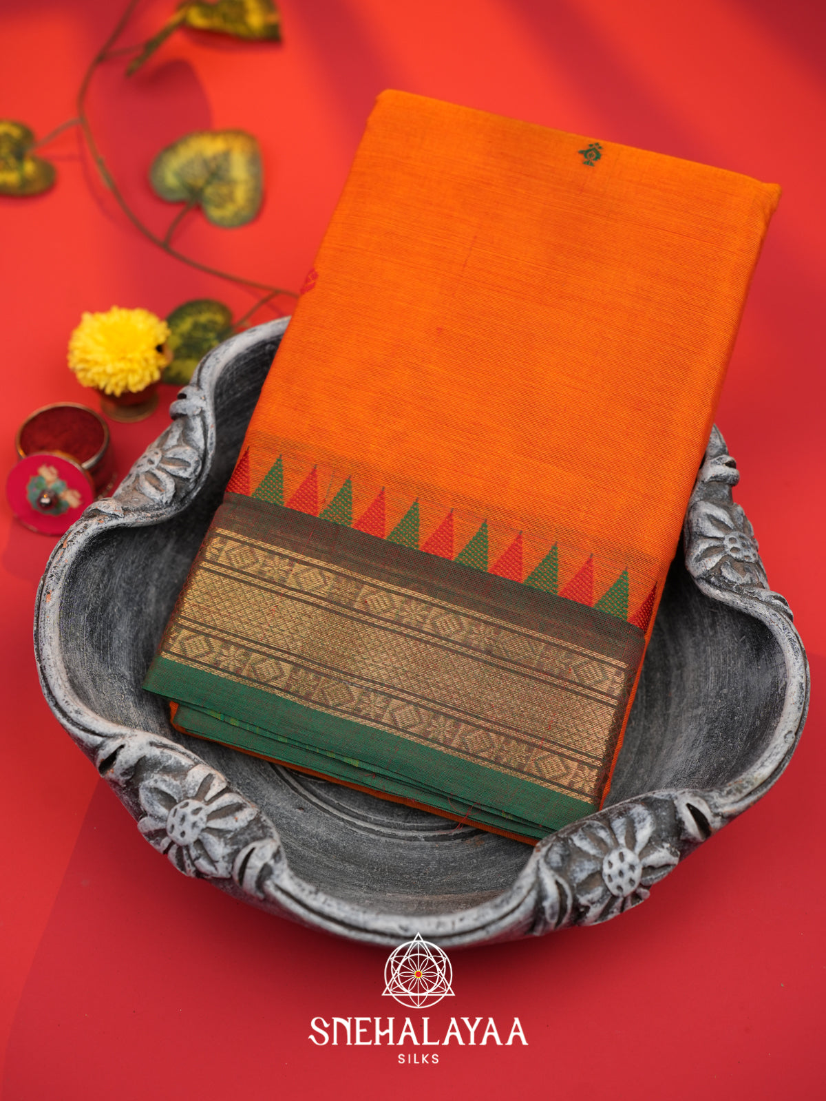 Burnt Orange  Chettinad Cotton Saree