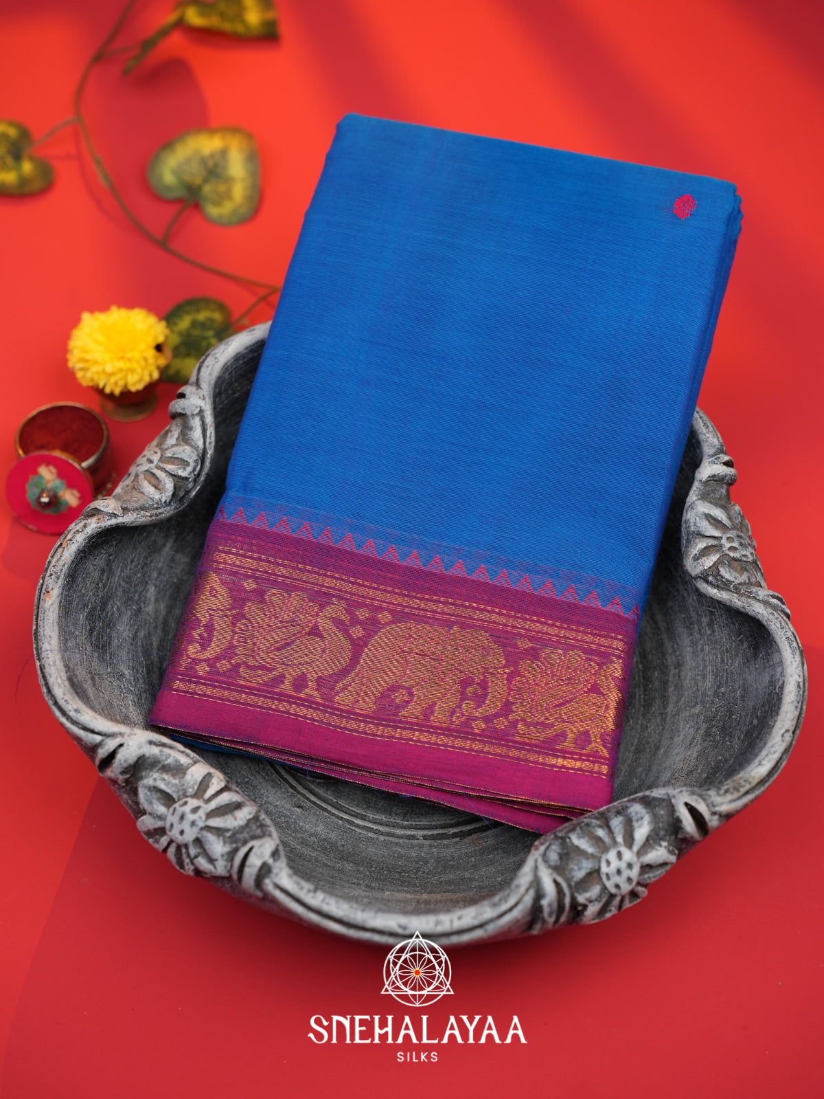 Blue Chettinad Cotton Saree