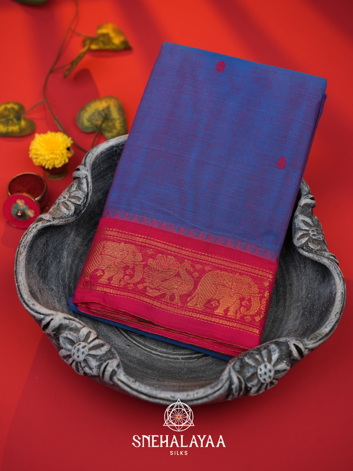 Blue Chettinad Cotton Saree