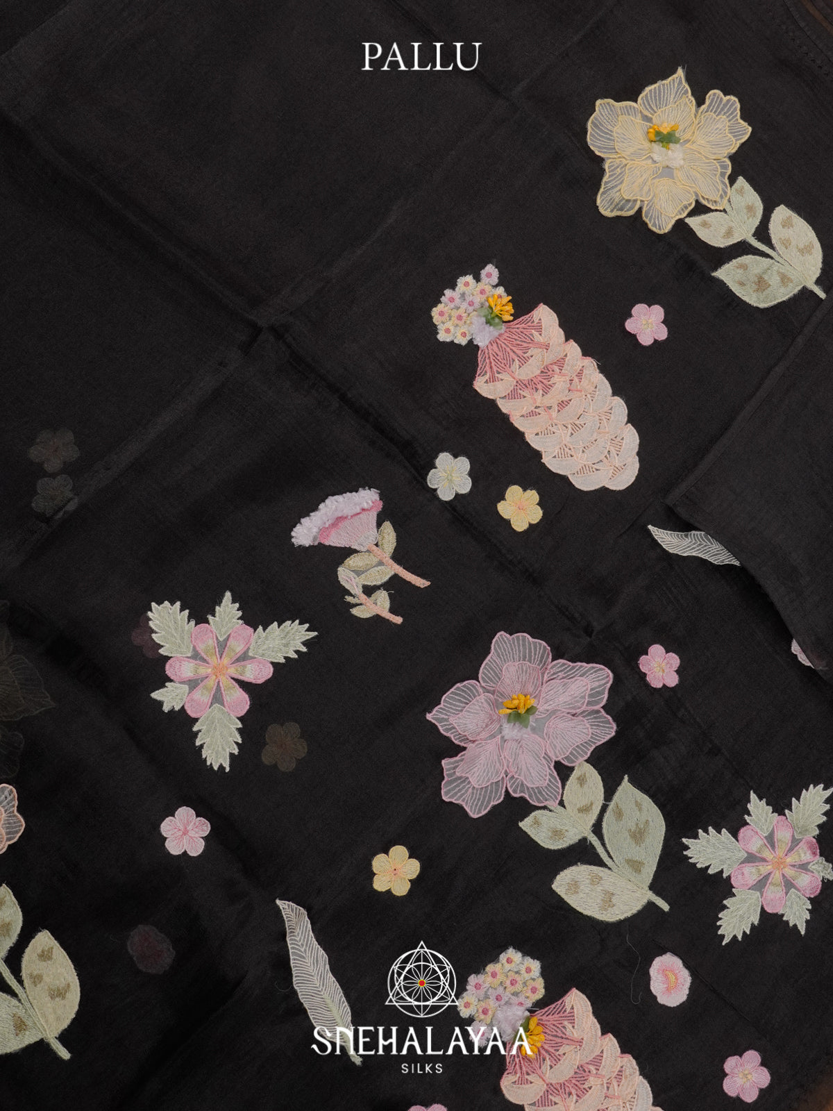 Black Embroidered Organza Saree