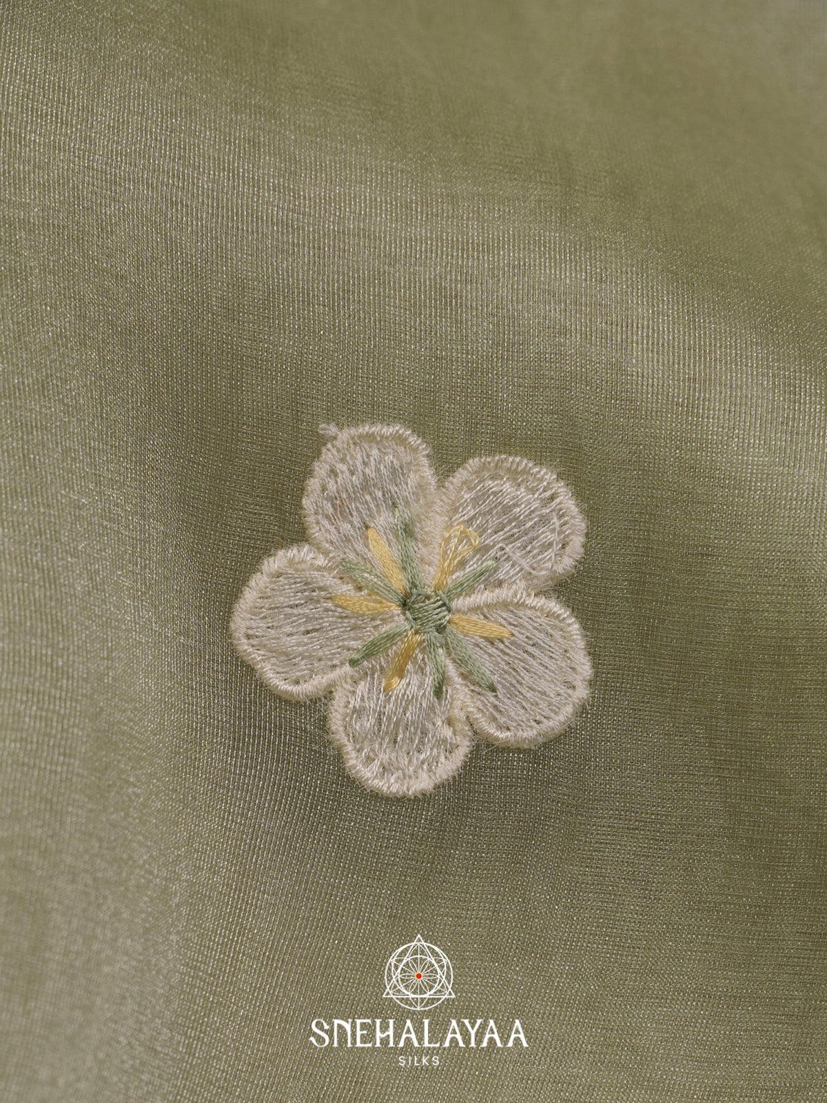 Sage Green Embroidered Organza Saree