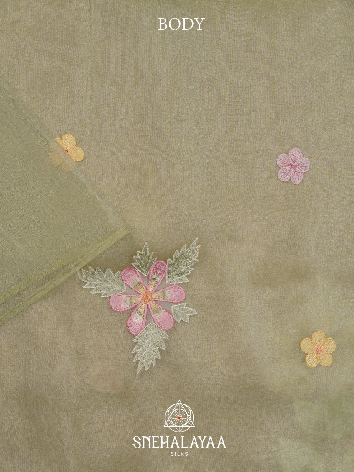 Sage Green Embroidered Organza Saree