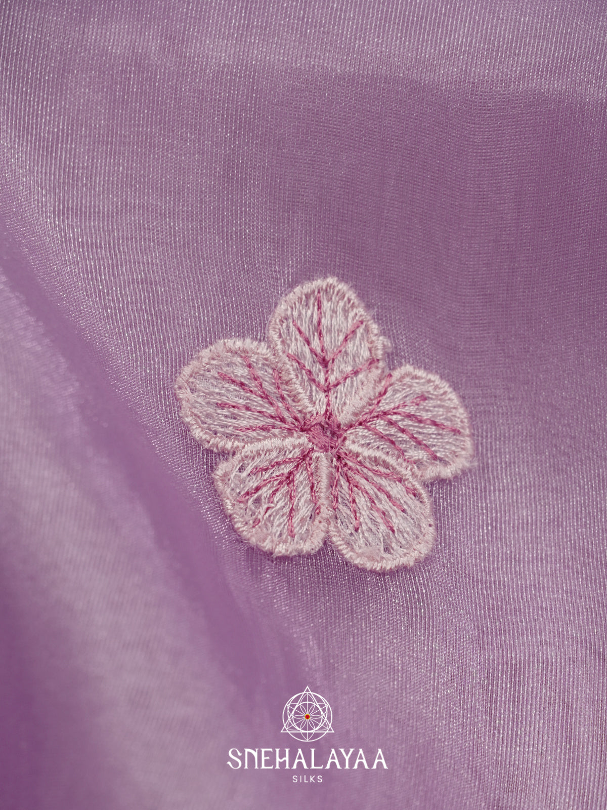 Lavender Embroidered Organza Saree