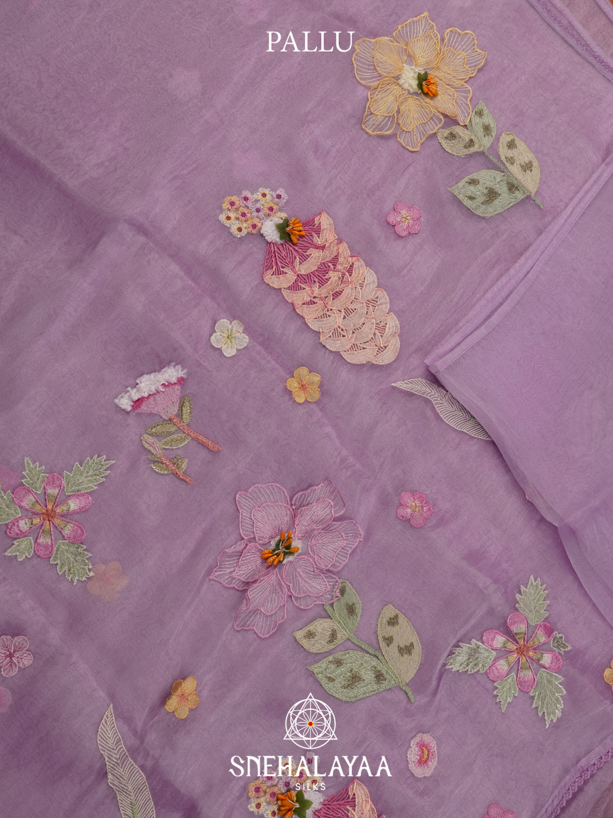 Lavender Embroidered Organza Saree