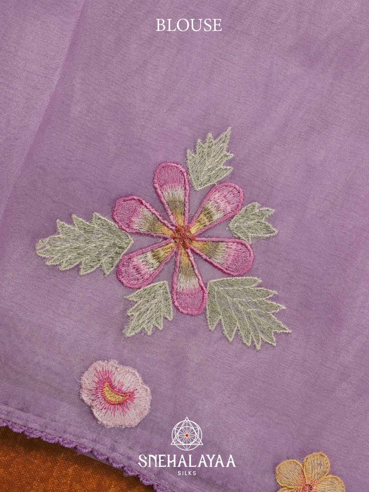 Lavender Embroidered Organza Saree