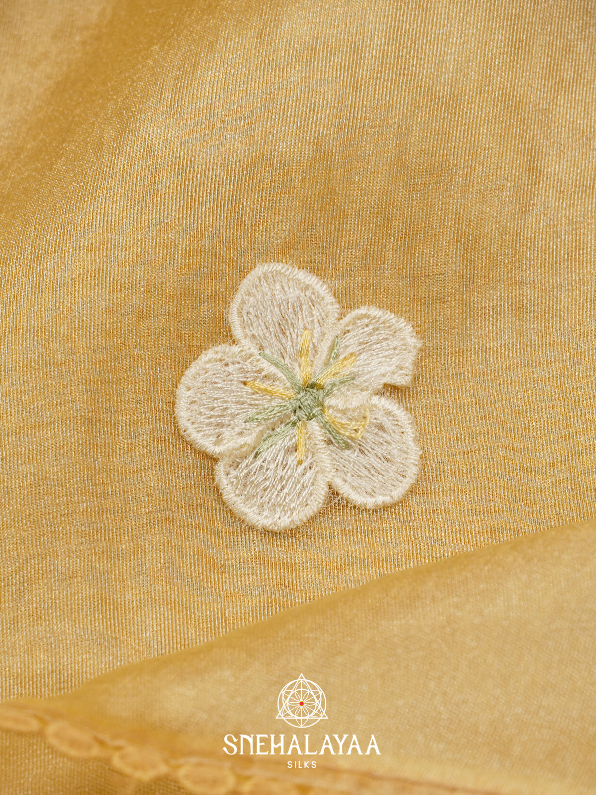 Yellow Embroidered Organza Saree