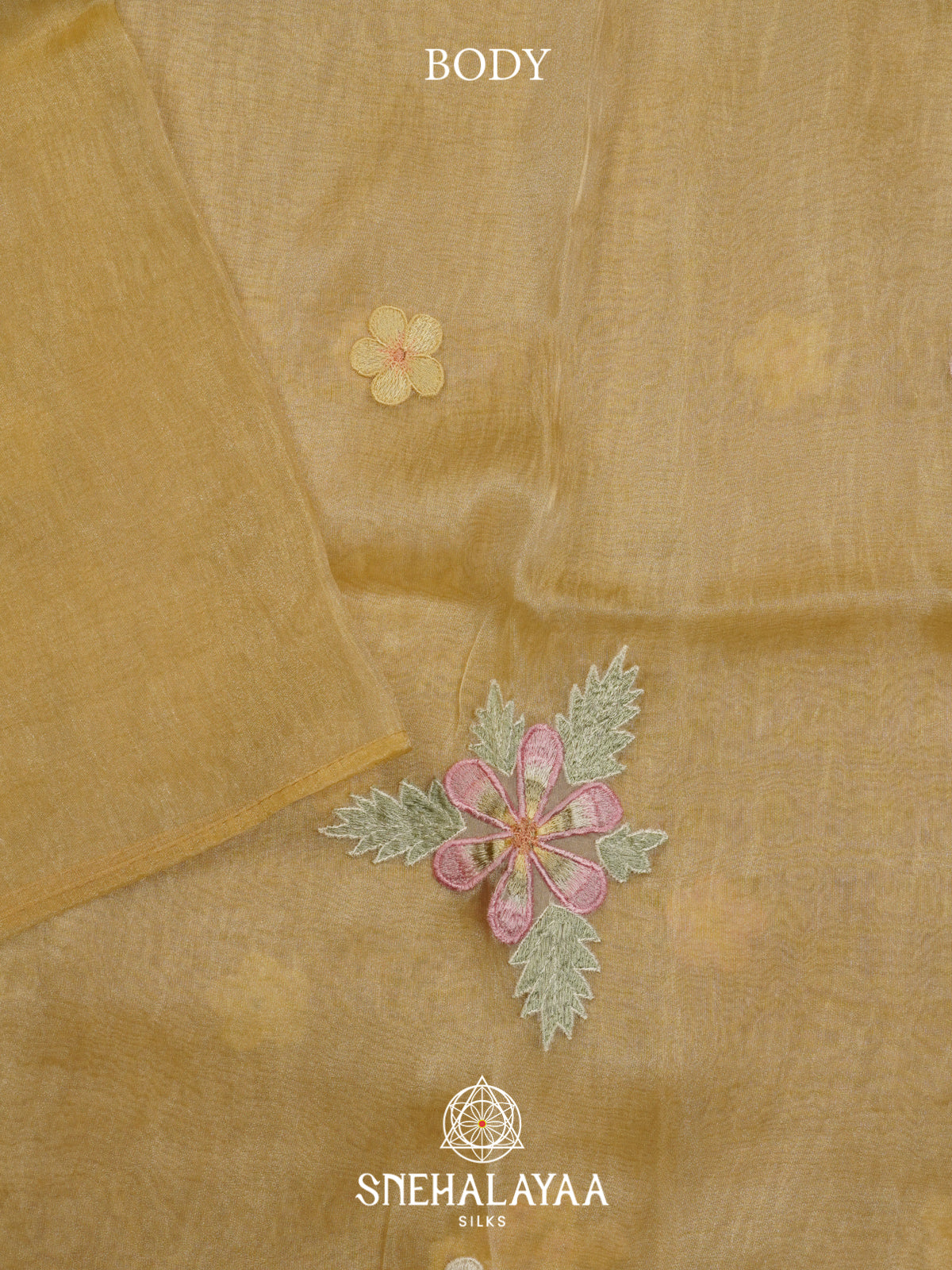 Yellow Embroidered Organza Saree