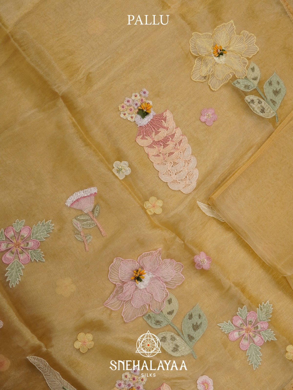 Yellow Embroidered Organza Saree