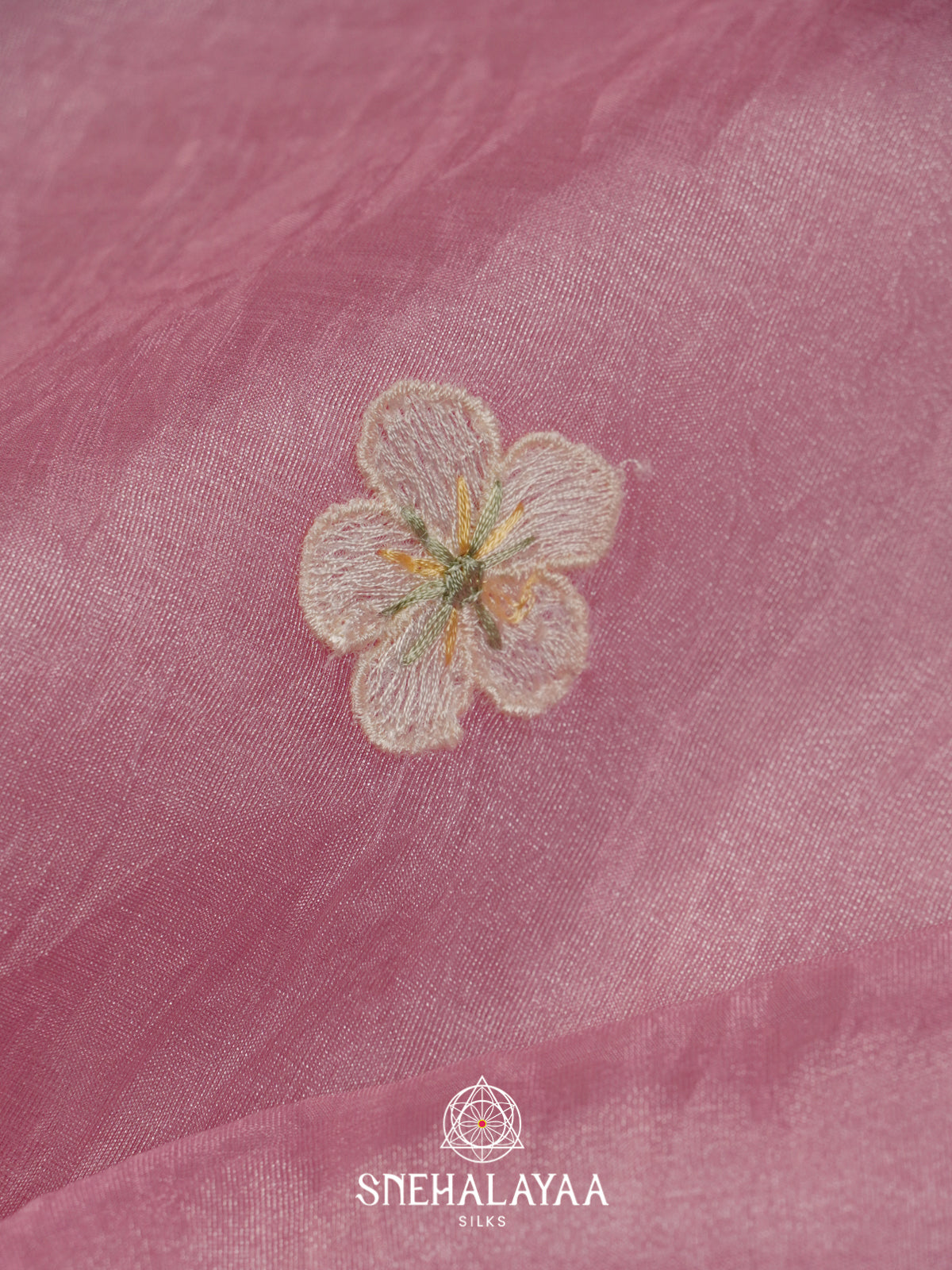 Pink Embroidered Organza Saree