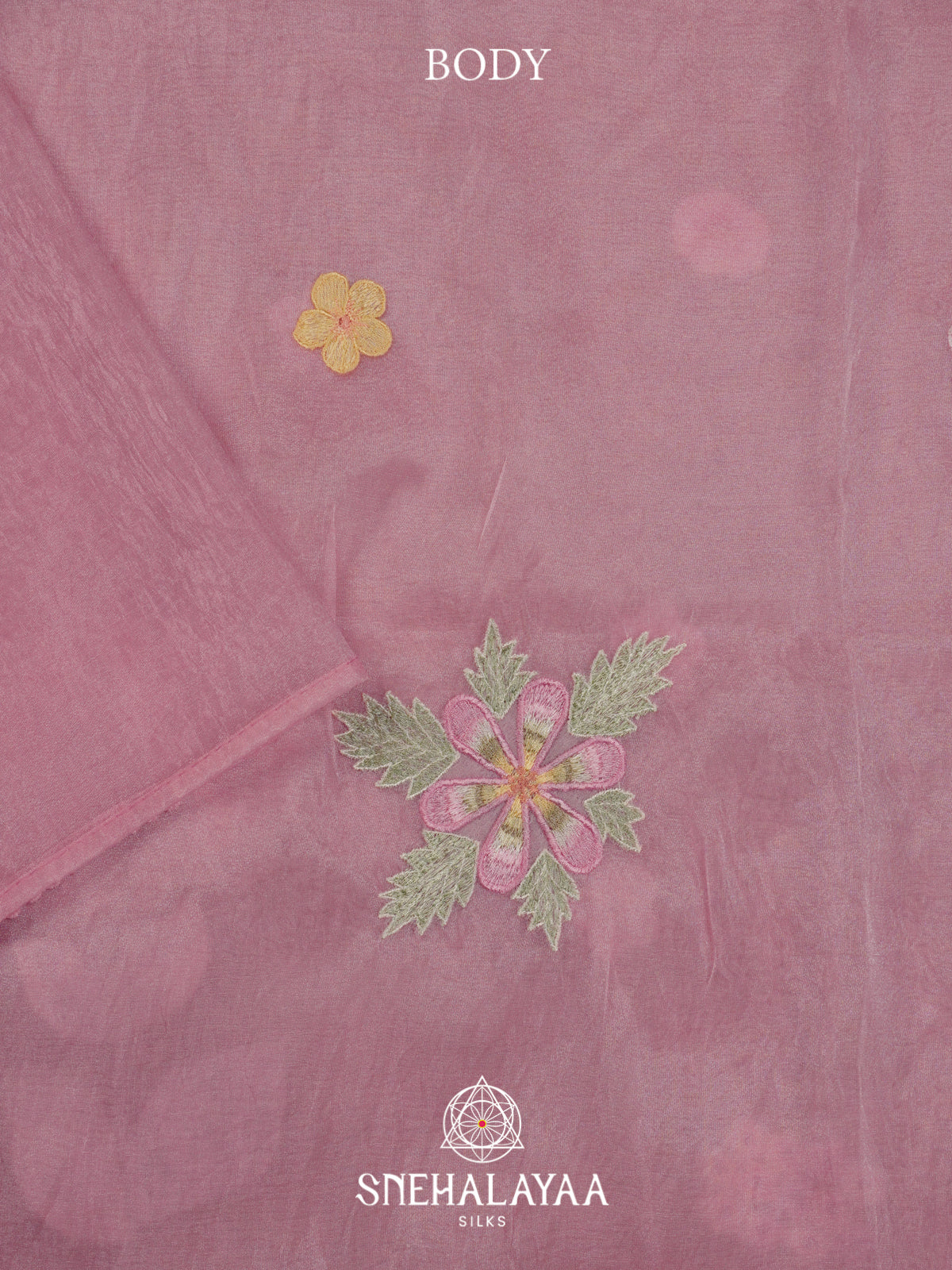 Pink Embroidered Organza Saree