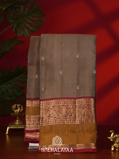 Brown Kanjivaram Silk Saree