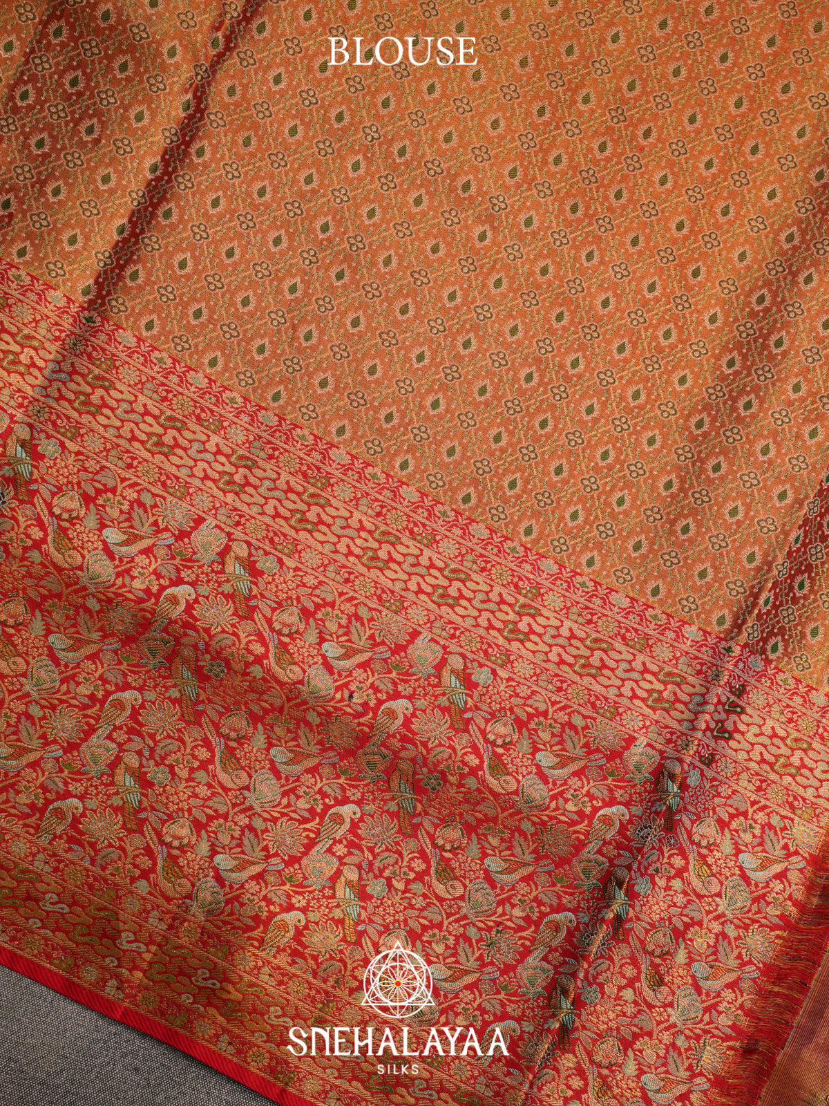 Pastel Green Kanjivaram Silk Saree with Red Floral Bird Border