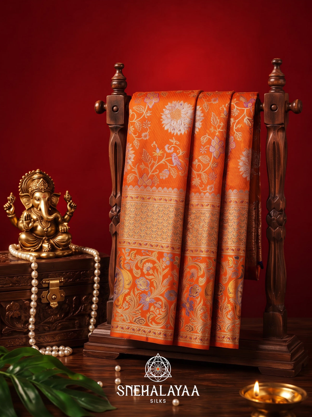 Orange Kanjivaram Silk Saree