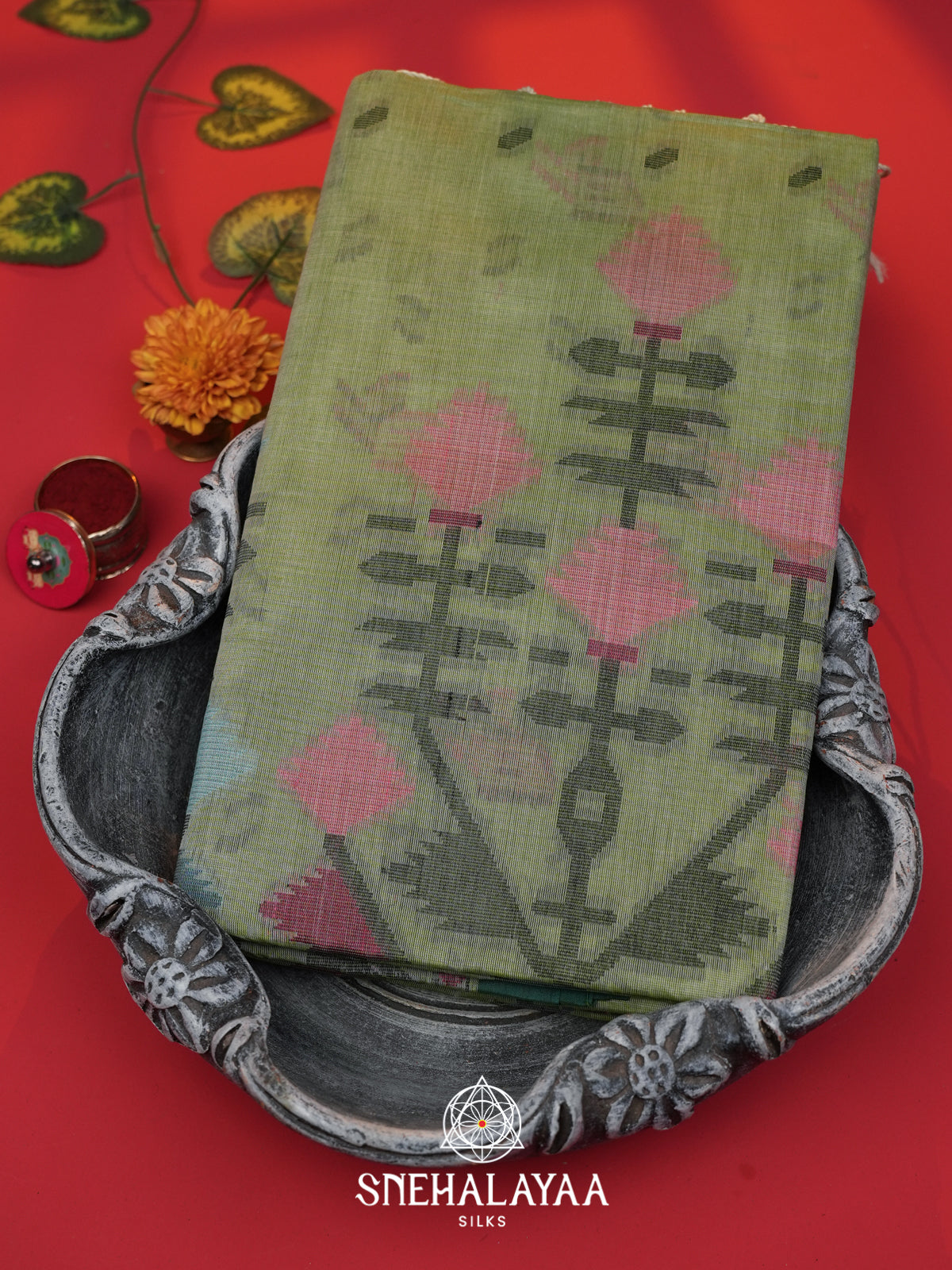 Green Bengal Cotton Jamdani Saree without Blouse