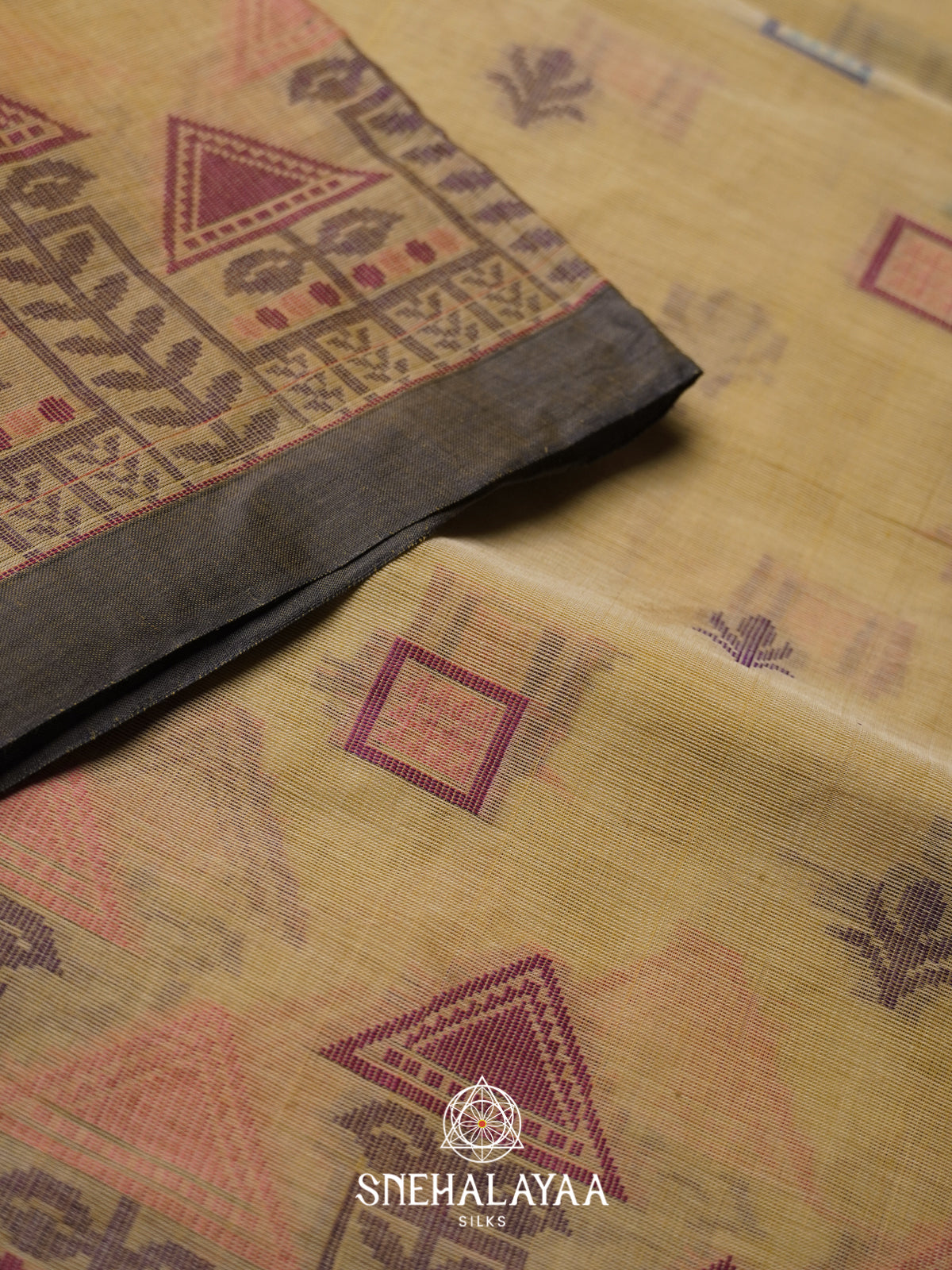 Mustard Bengal Cotton Jamdani Saree without Blouse