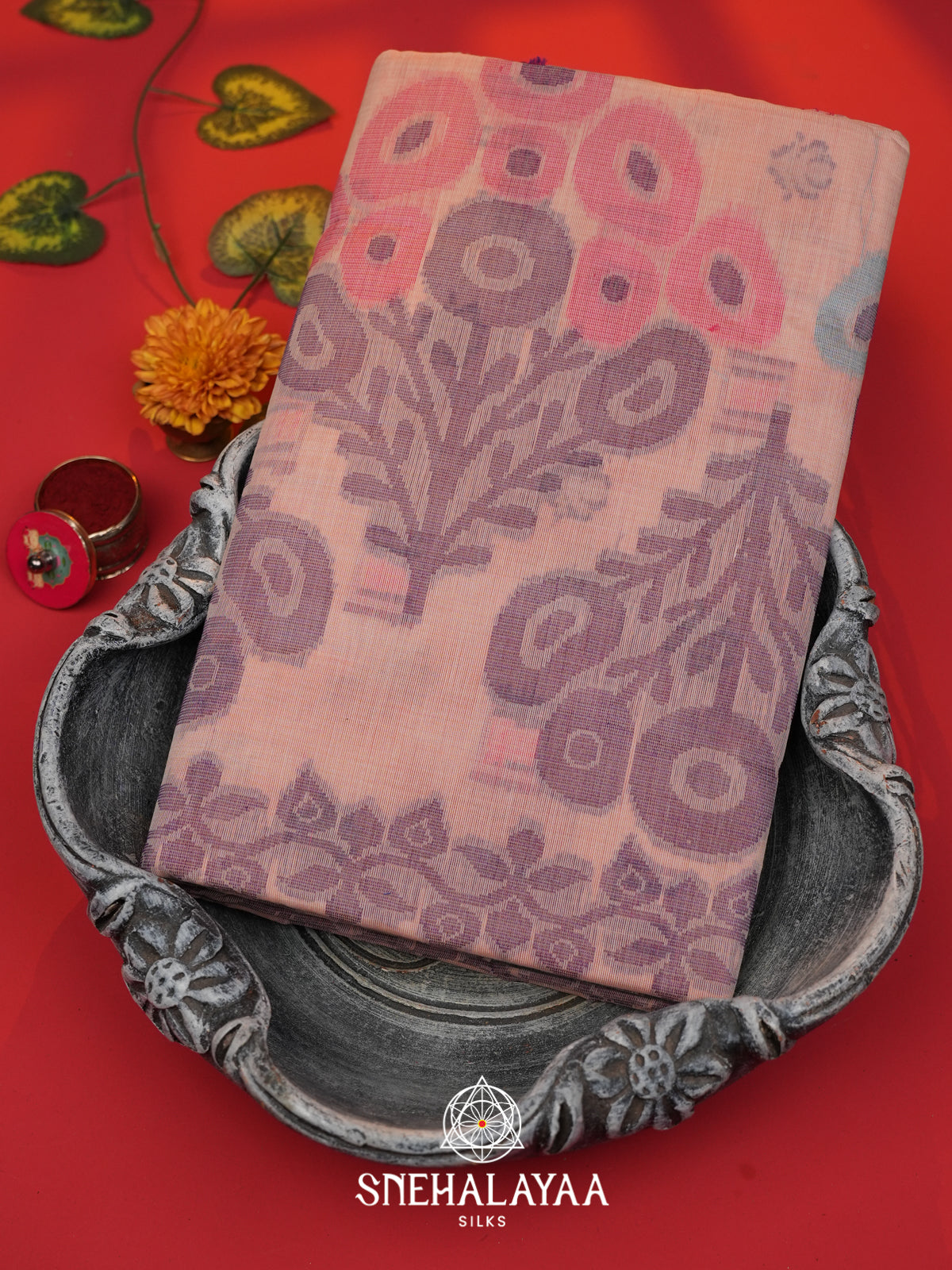 Pink Bengal Cotton Jamdani Saree without Blouse