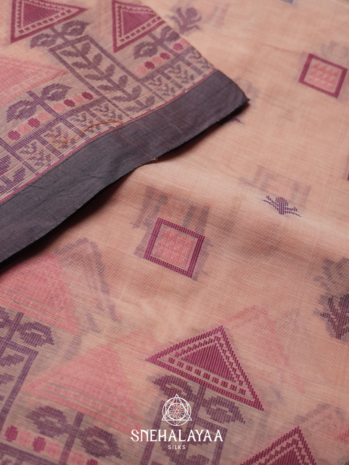 Pink Bengal Cotton Jamdani Saree without Blouse