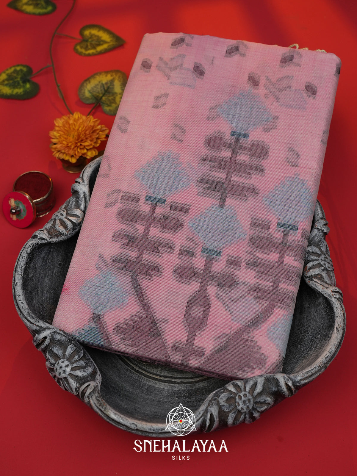 Pink Bengal Cotton Jamdani Saree without Blouse