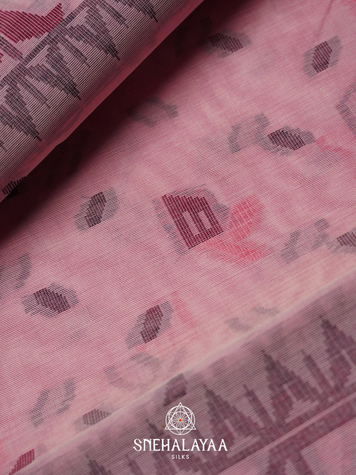 Pink Bengal Cotton Jamdani Saree without Blouse