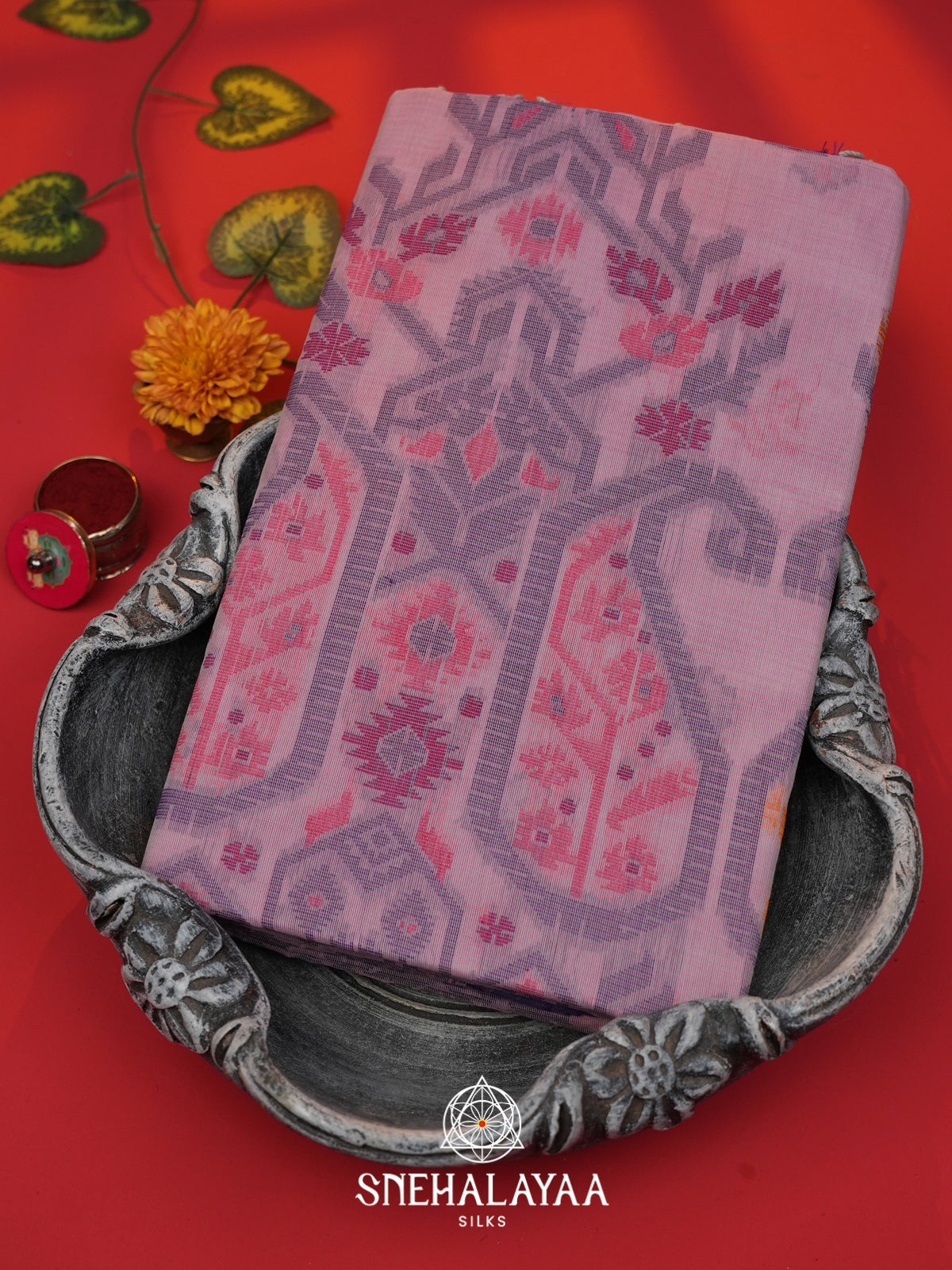 Pink Bengal Cotton Jamdani Saree without Blouse