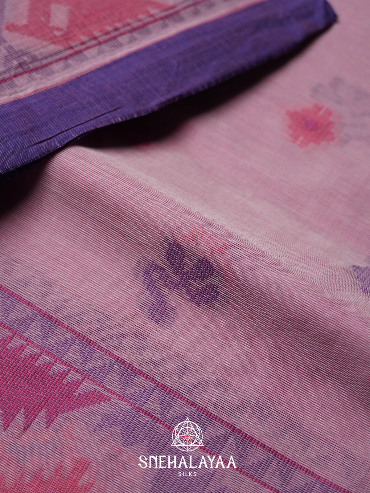 Pink Bengal Cotton Jamdani Saree without Blouse