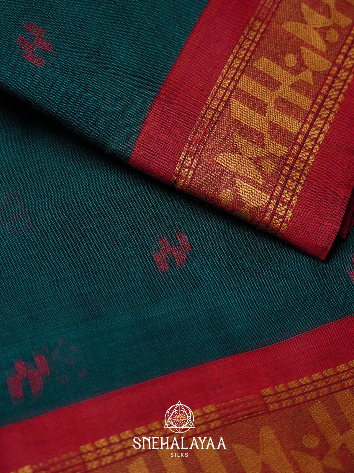 Bottle Green Bengal Cotton Saree