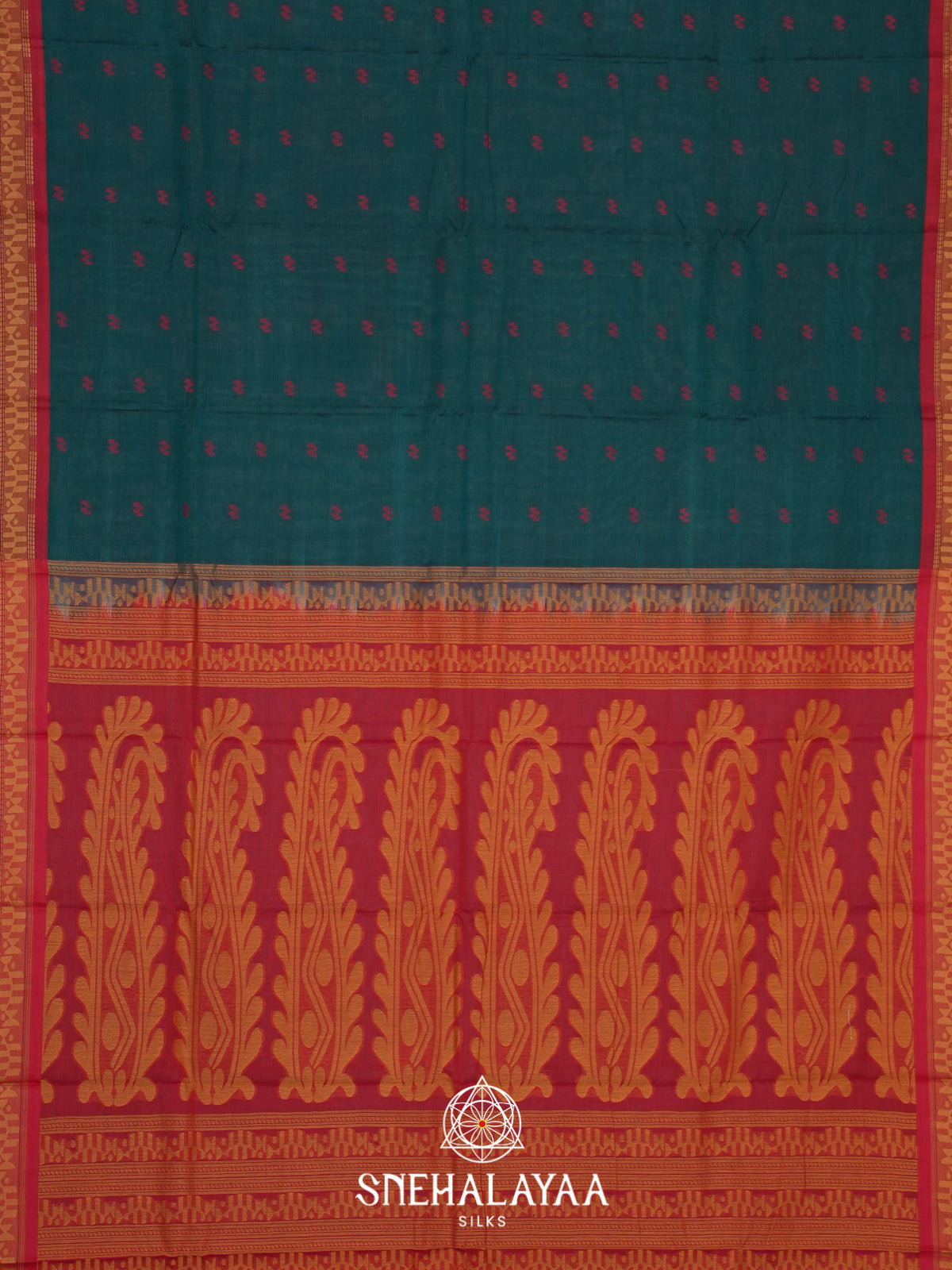Bottle Green Bengal Cotton Saree