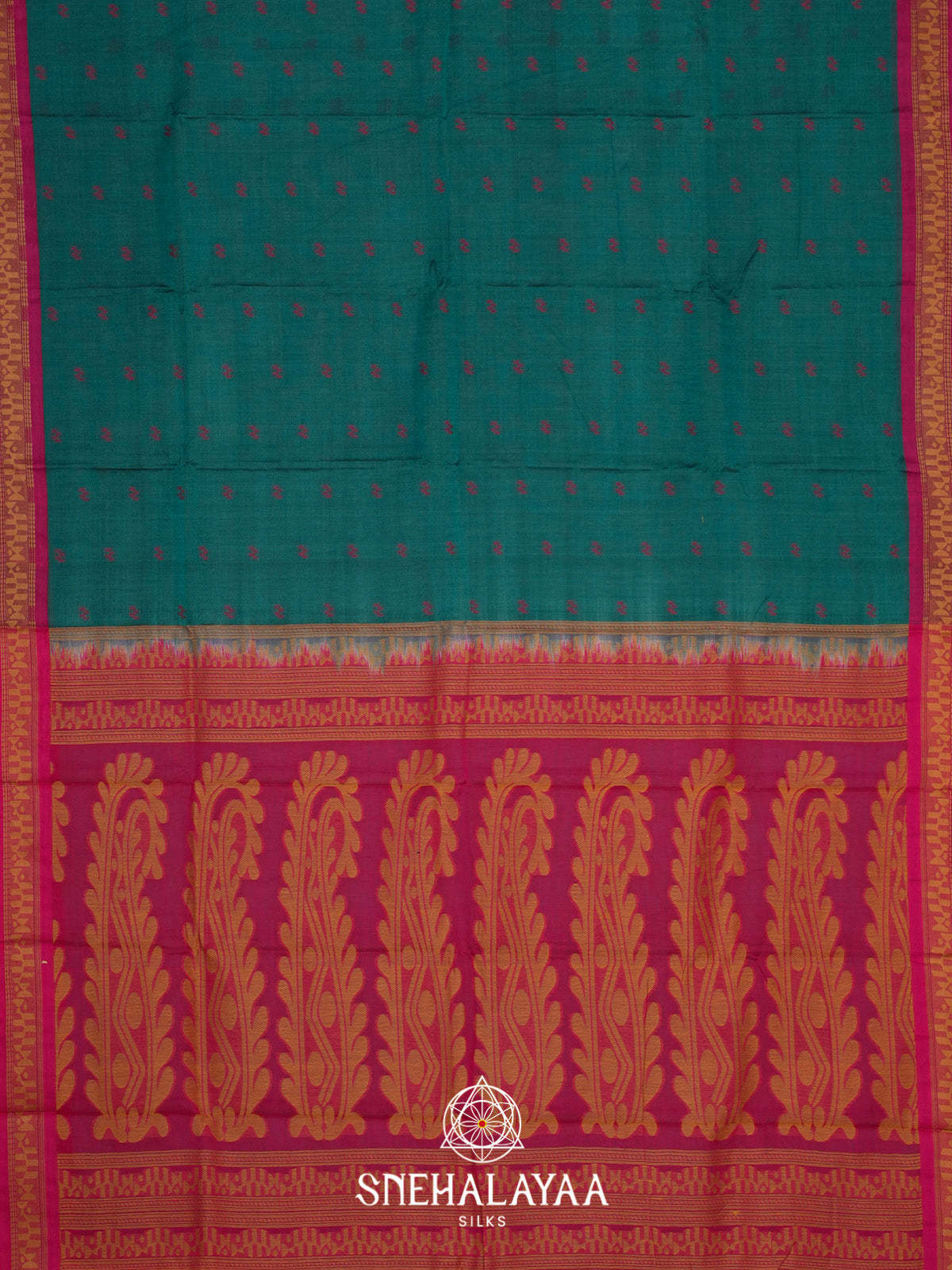 Teal Green Bengal Cotton Saree