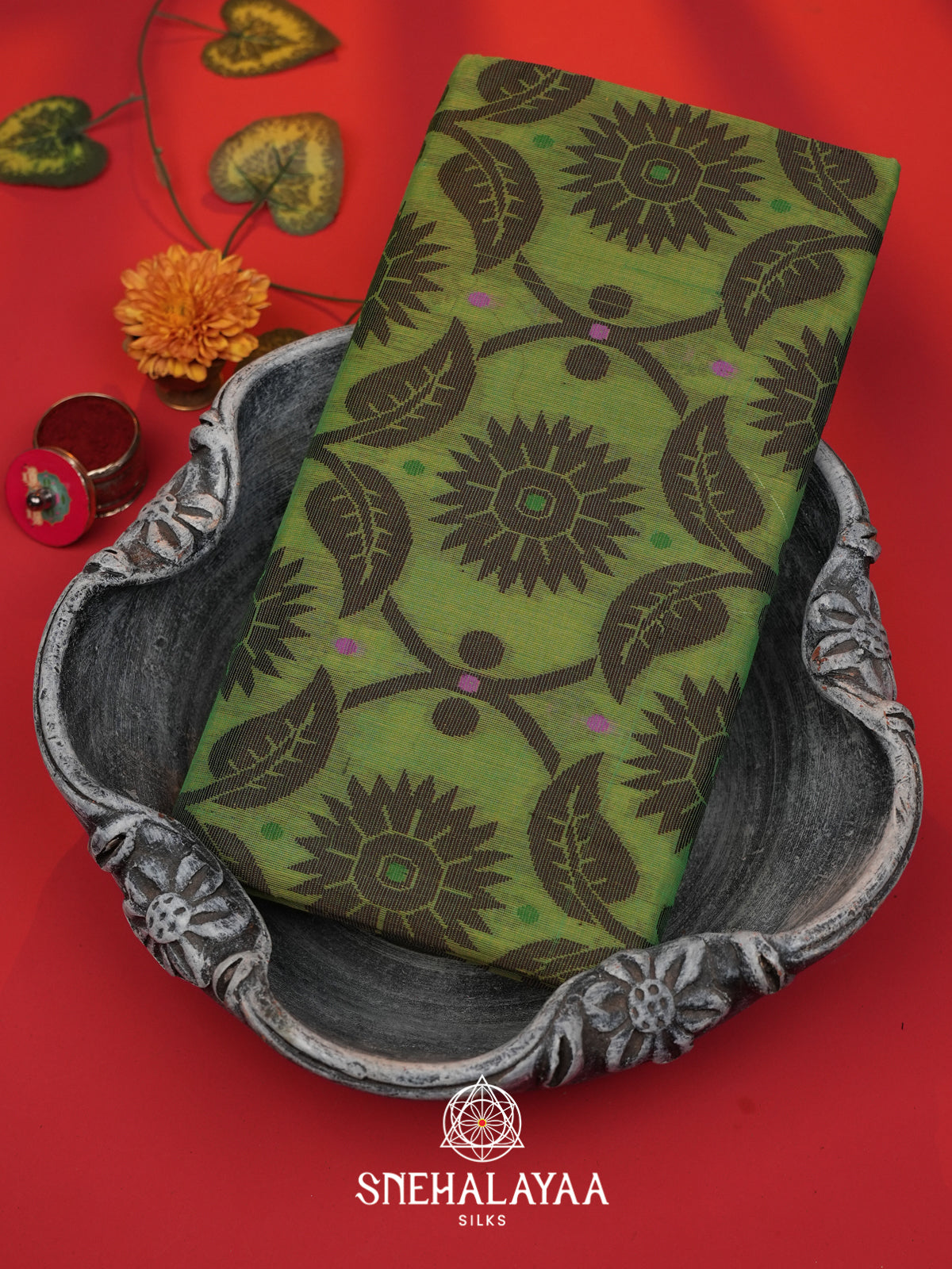 Green Bengal Cotton Jamdani Saree without Blouse