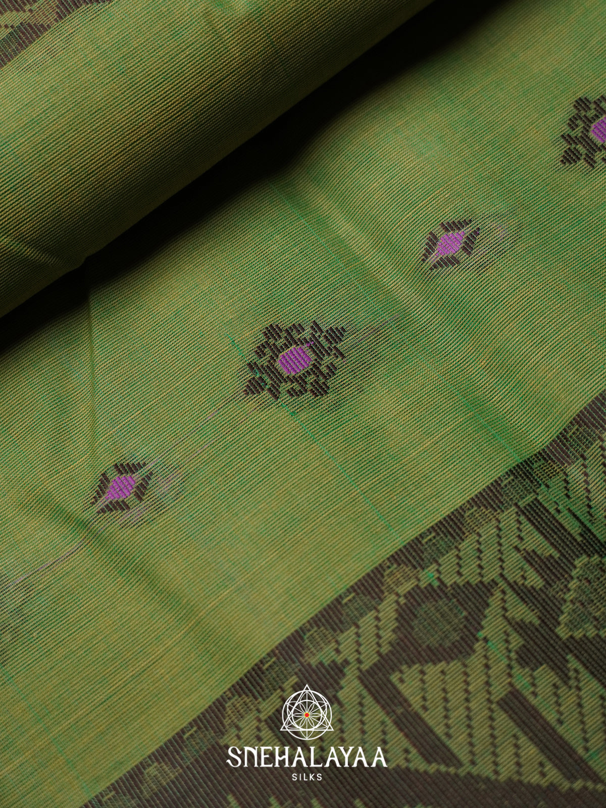Green Bengal Cotton Jamdani Saree without Blouse