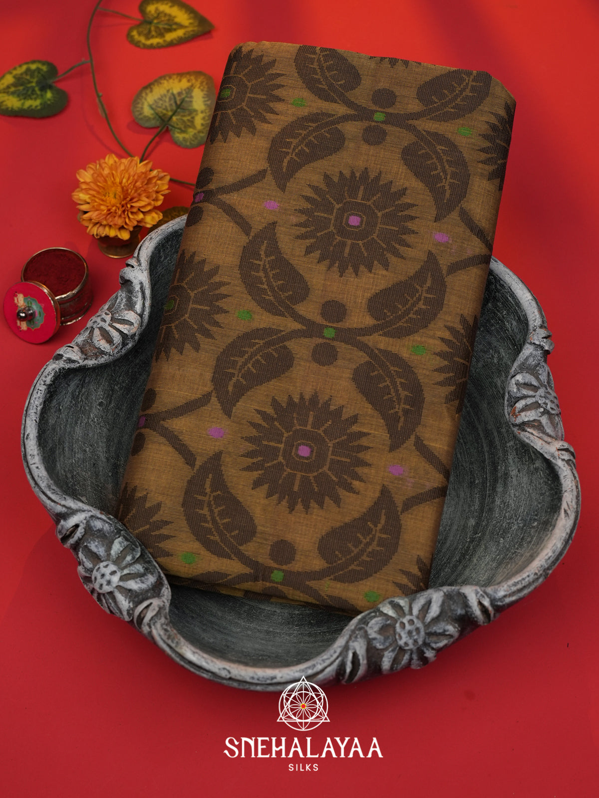 Brown Bengal Cotton Jamdani Saree without Blouse