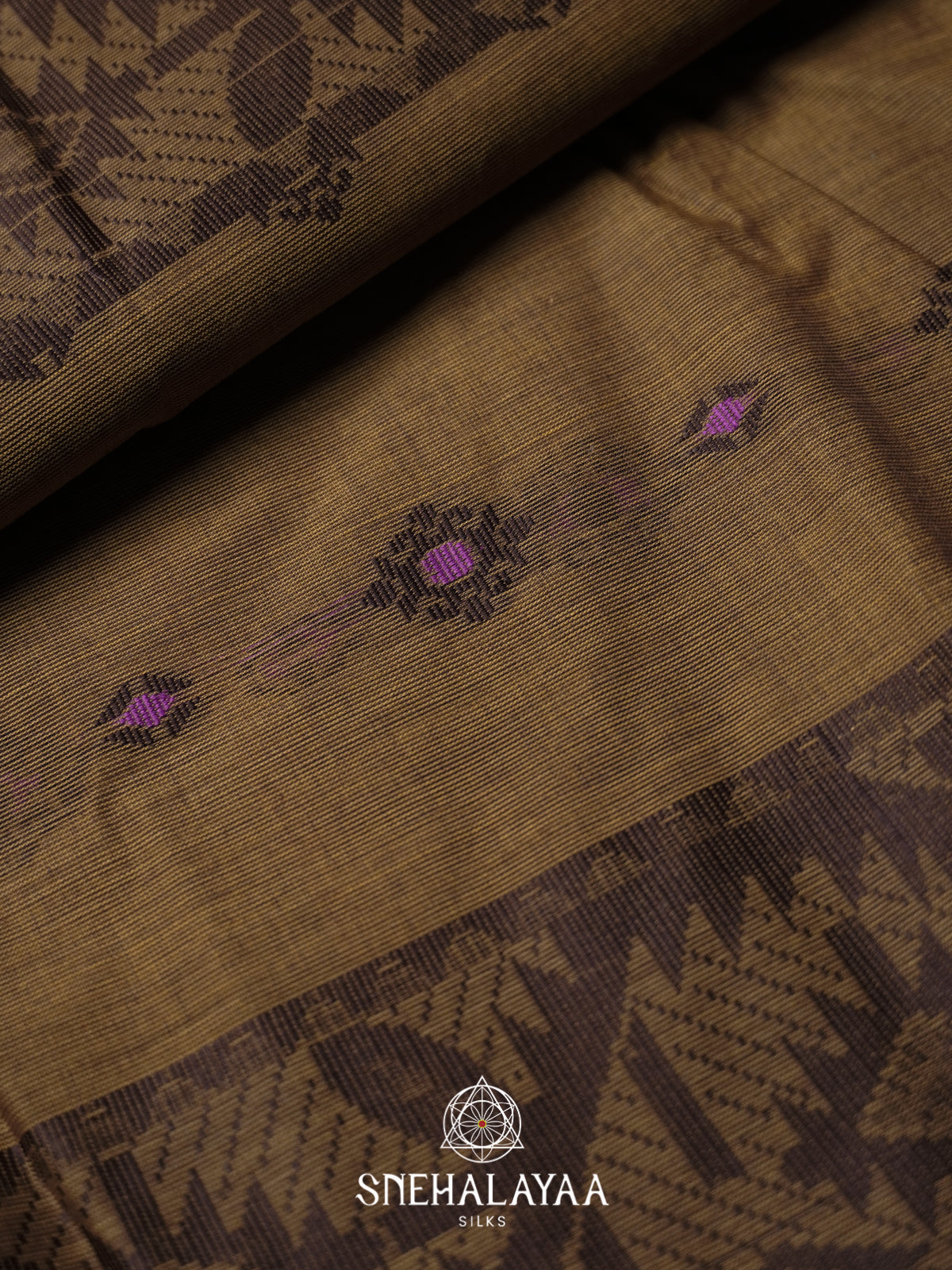 Brown Bengal Cotton Jamdani Saree without Blouse