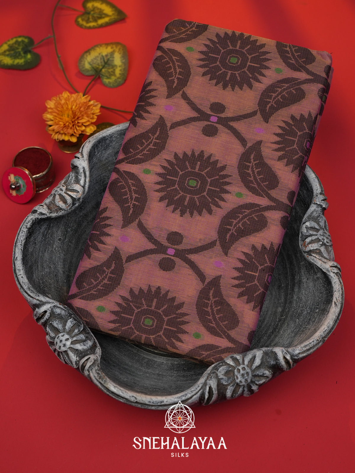 Onion Pink Bengal Cotton Jamdani Saree without Blouse