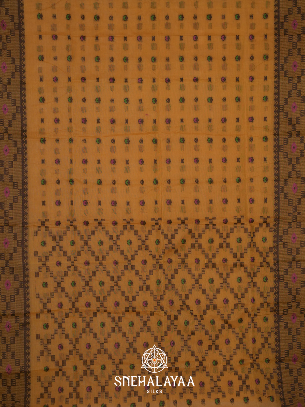 Mustard Bengal Cotton Jamdani Saree without Blouse