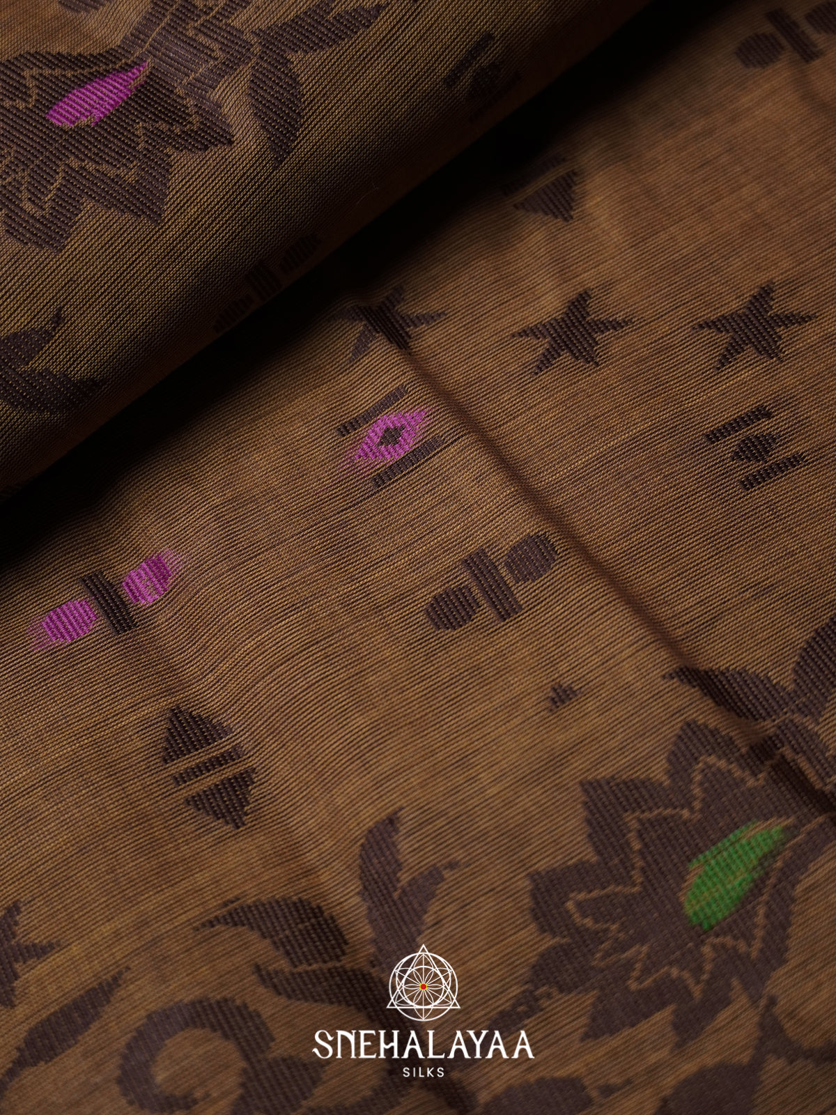 Brown Bengal Cotton Jamdani Saree without Blouse