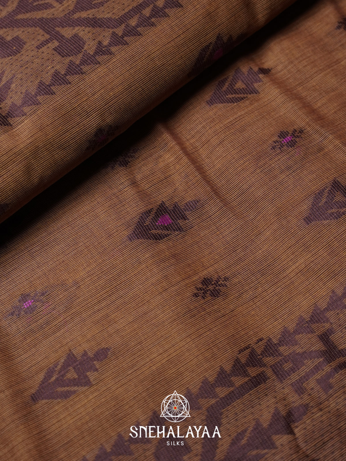 Brown Bengal Cotton Jamdani Saree without Blouse
