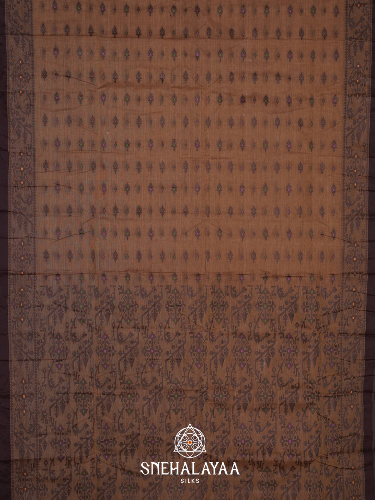 Brown Bengal Cotton Jamdani Saree without Blouse