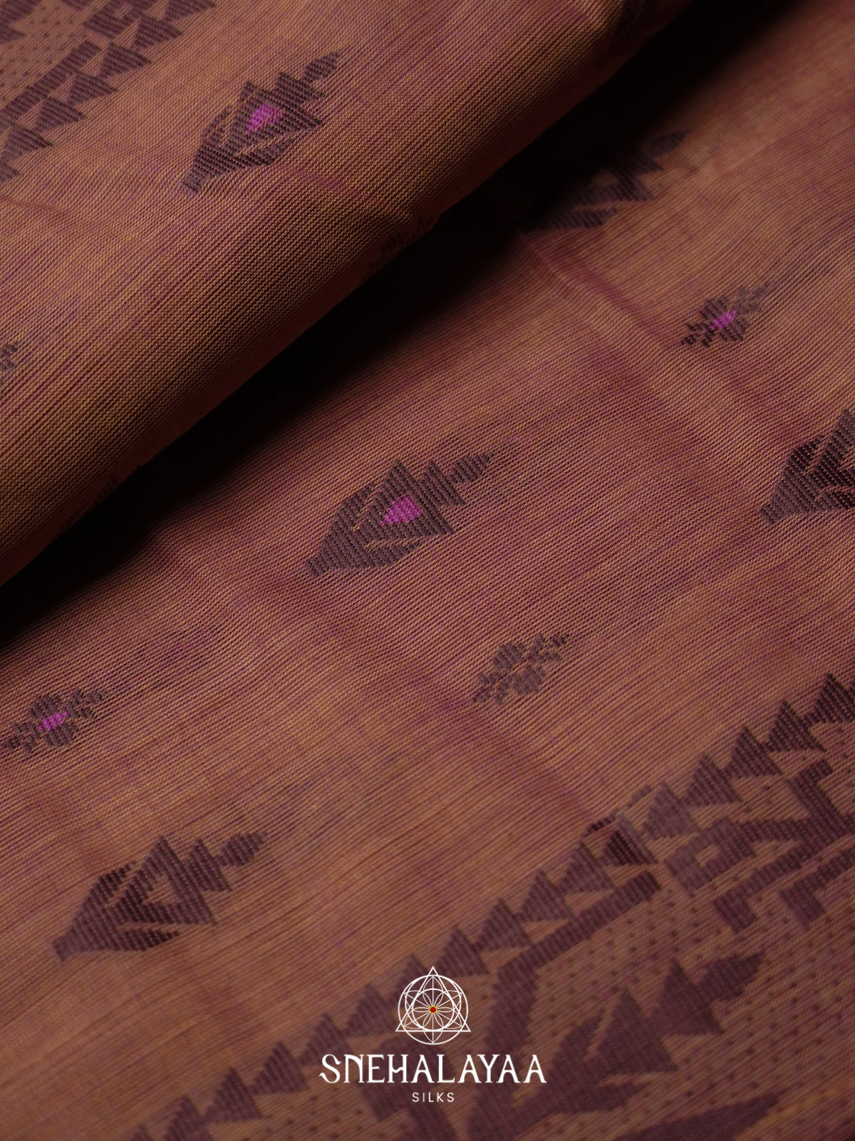Coffee Brown Bengal Cotton Jamdani Saree without Blouse