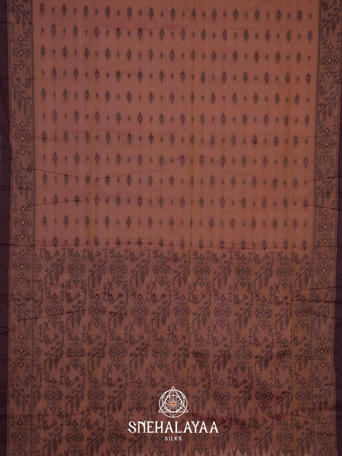 Coffee Brown Bengal Cotton Jamdani Saree without Blouse