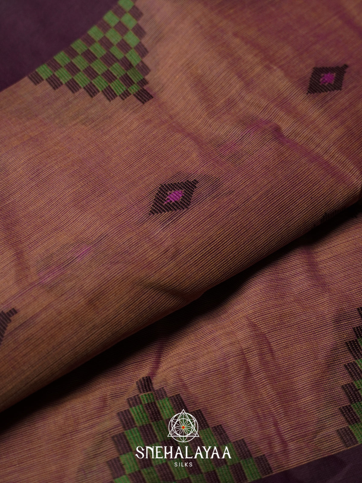 Brown Bengal Cotton Jamdani Saree without Blouse