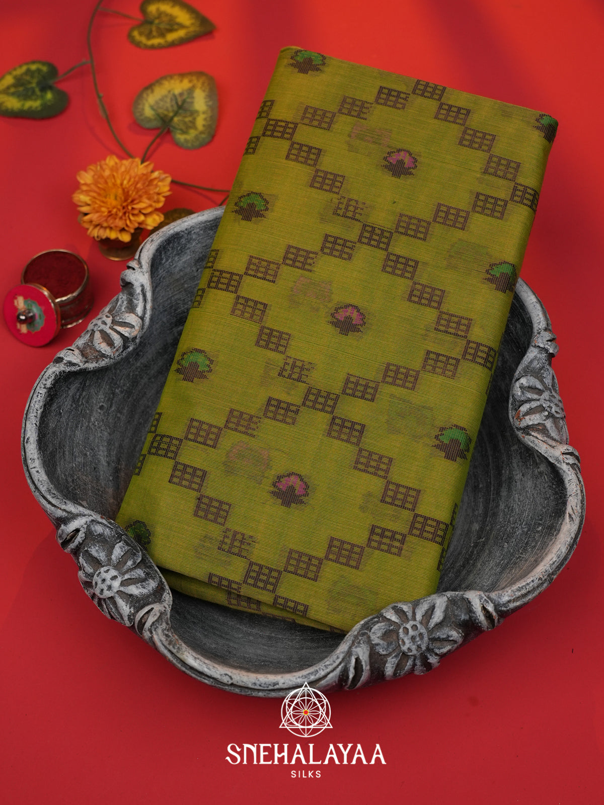 Mehendi Green Bengal Cotton Jamdani Saree without Blouse