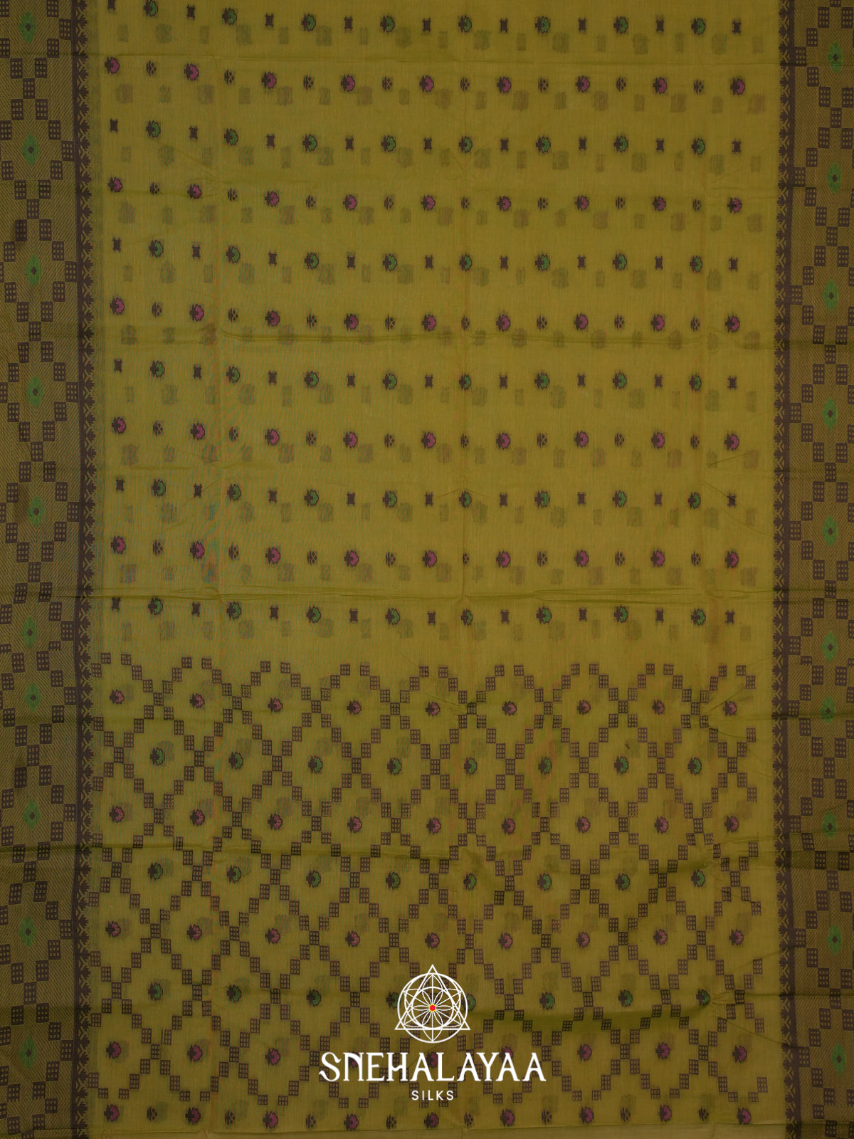 Mehendi Green Bengal Cotton Jamdani Saree without Blouse