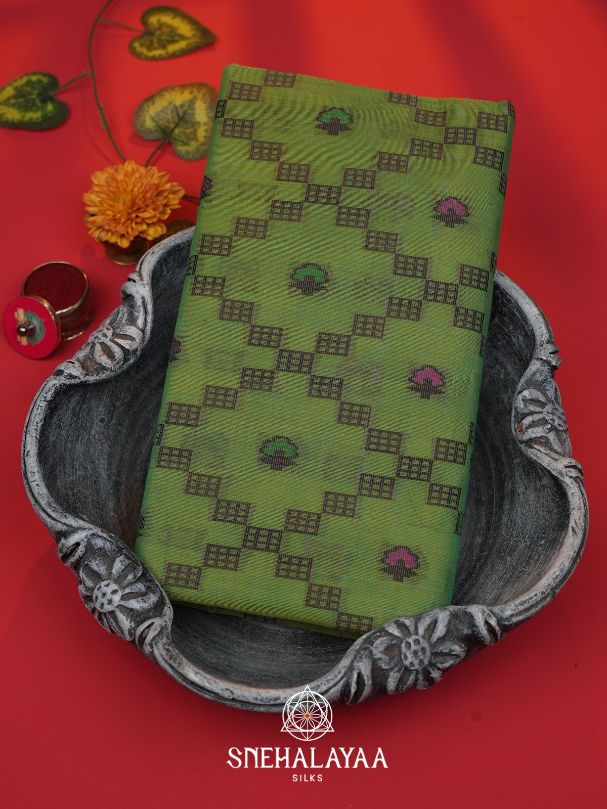 Green Bengal Cotton Jamdani Saree without Blouse