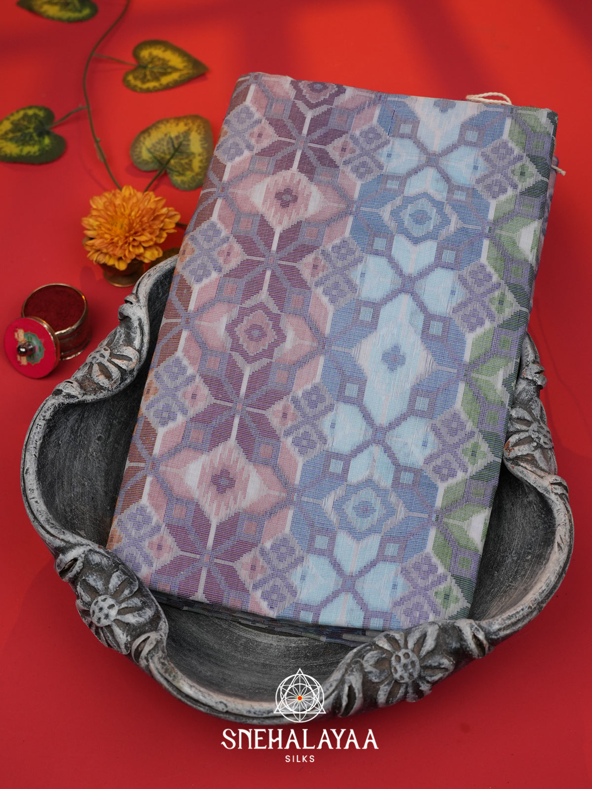 Blue  Bengal Cotton Jamdani Saree without Blouse