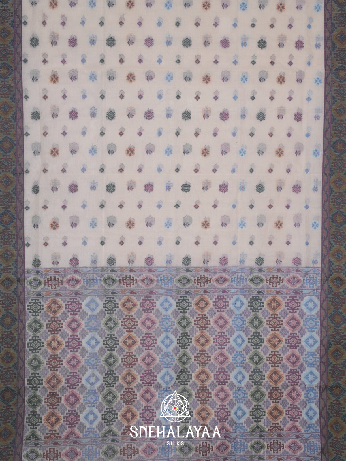 White Bengal Cotton Jamdani Saree without Blouse